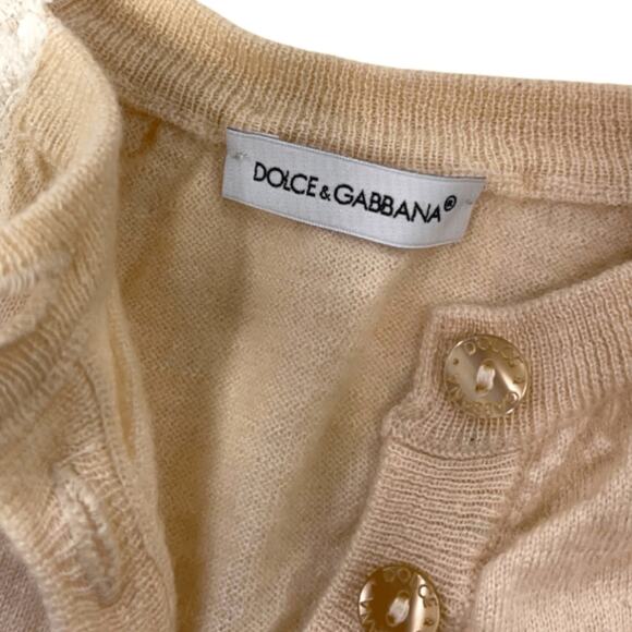 Dolce & Gabbana Girls Beige Cashmere Silk Lace Knit Cardigan Sweater Size 5 - Picture 4 of 9